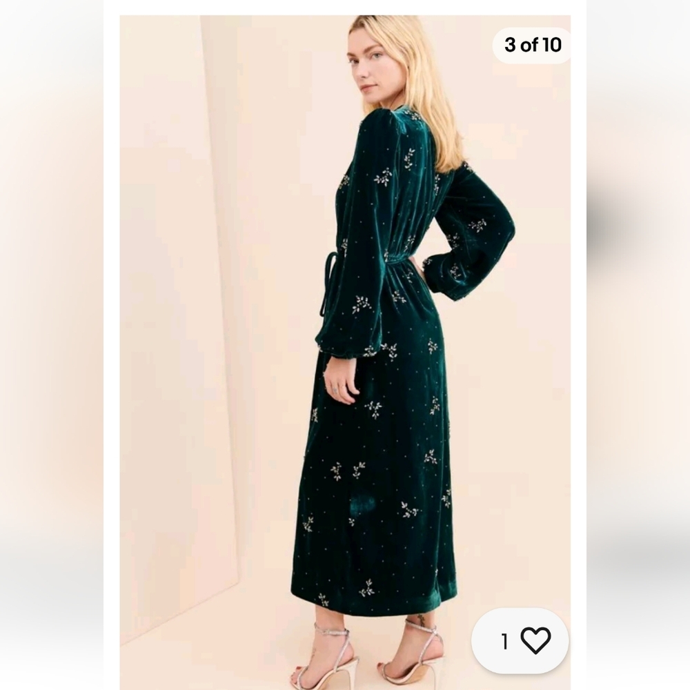 Divine heritage embellished velvet wrap dress - Picture 4 of 17
